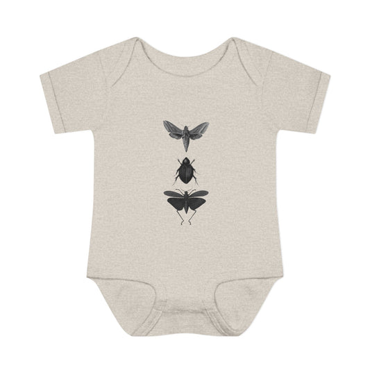 Vintage Bug Baby Onesie - Goth Baby Clothes Insect Bodysuit – Natural Heather Kids Clothing