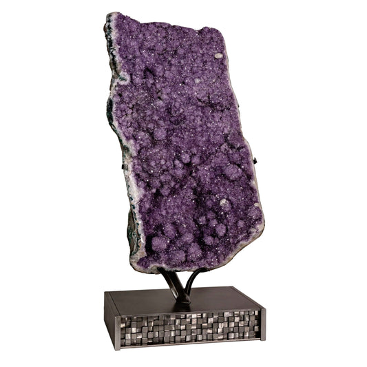 Amethyst Geode with Calcite & Stalactites on Custom Stand –