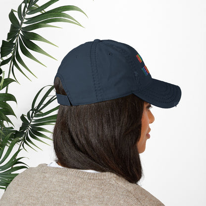 Bespattered Facade "Rainbow Is the New Black" Colorful Embroidered Distressed Dad Hat