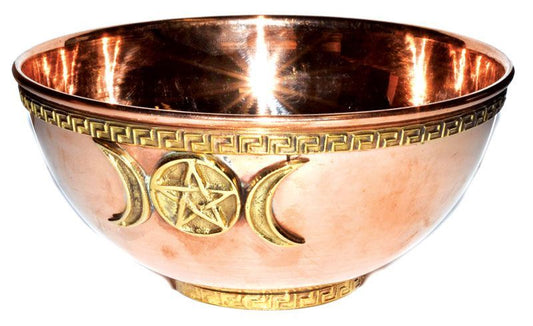 6" Triple Moon Offering Bowl – Large Brass Ritual Altar Bowl