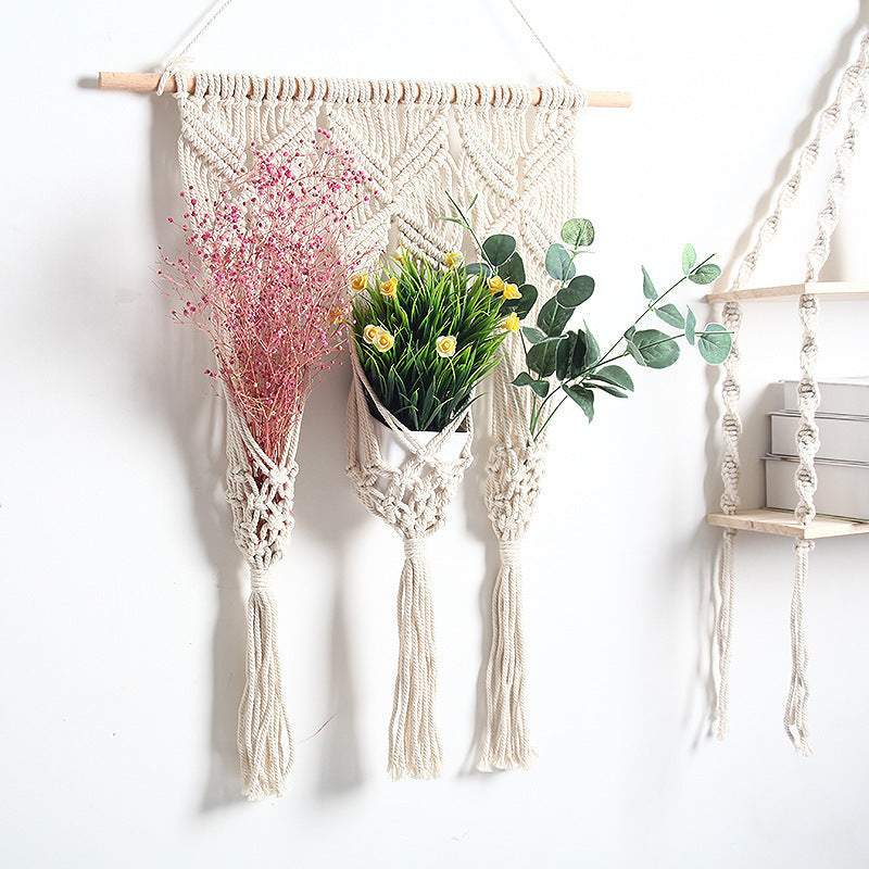 Woven Macrame Bohemian Flower Pot Rack – 0