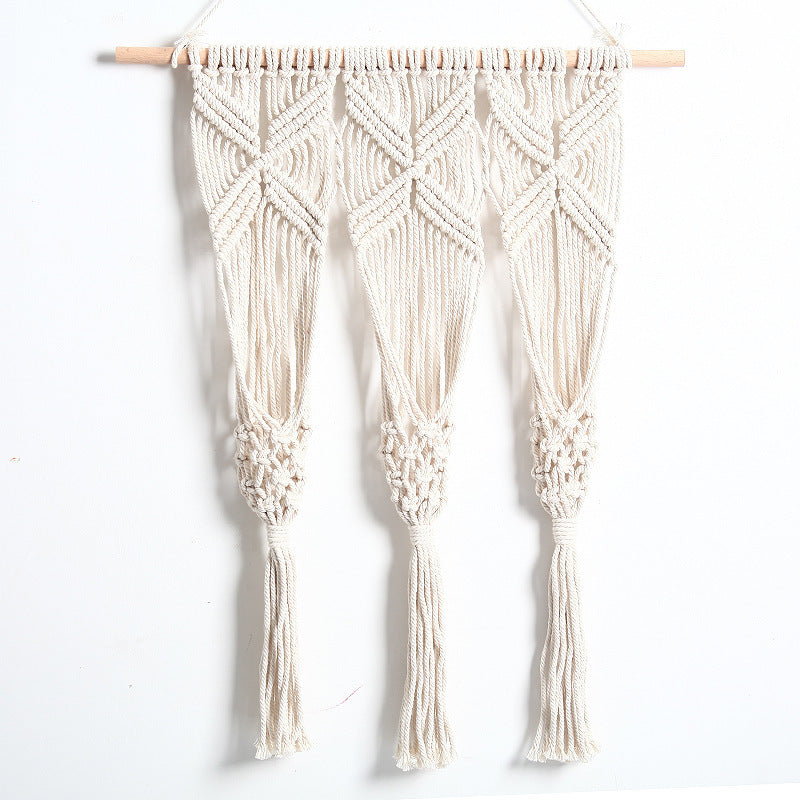 Woven Macrame Bohemian Flower Pot Rack – White 50X65CM 0