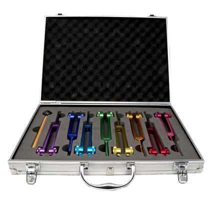 Rainbow Colored Metal Tuning Forks – Set of 8 | Chakra Sound Therapy