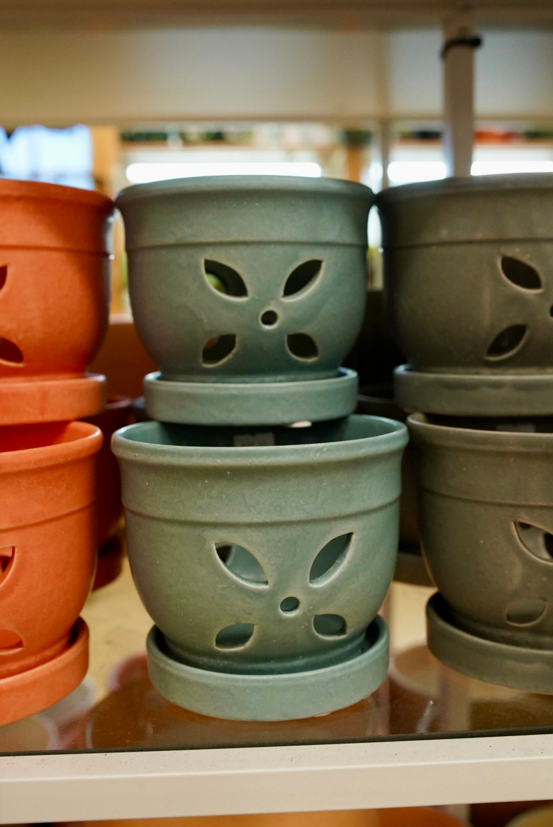 Petal Orchid Pot | Breathable Handcrafted Planter – Blue Grey planter