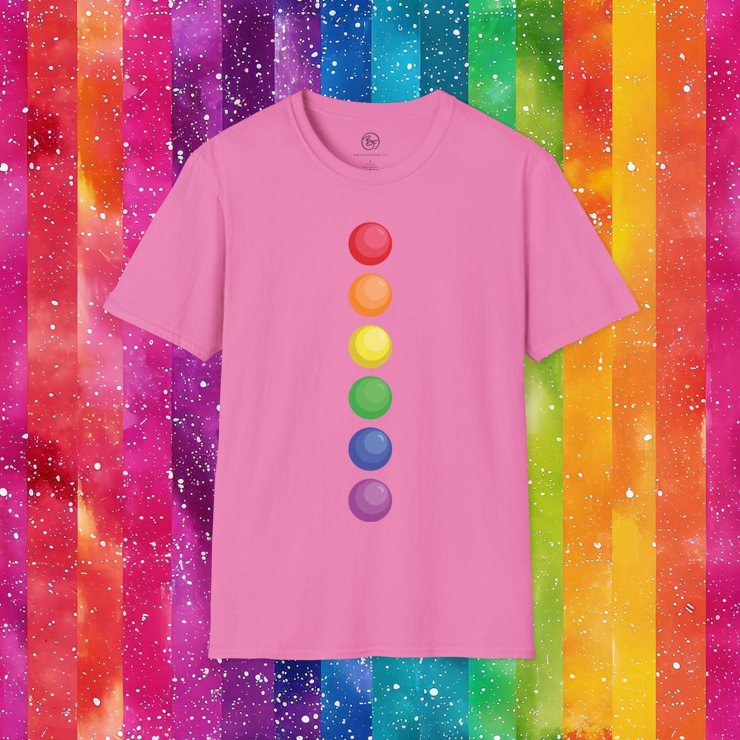 Bespattered Facade Rainbow Dots Unisex Softstyle T-Shirt