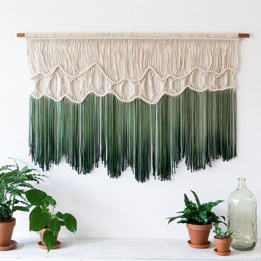 Green Ombre Macrame -  handmade tapestry