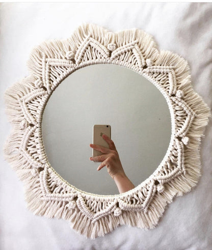 Sunflower Macrame Mirror, Handmade Tapestry Decor