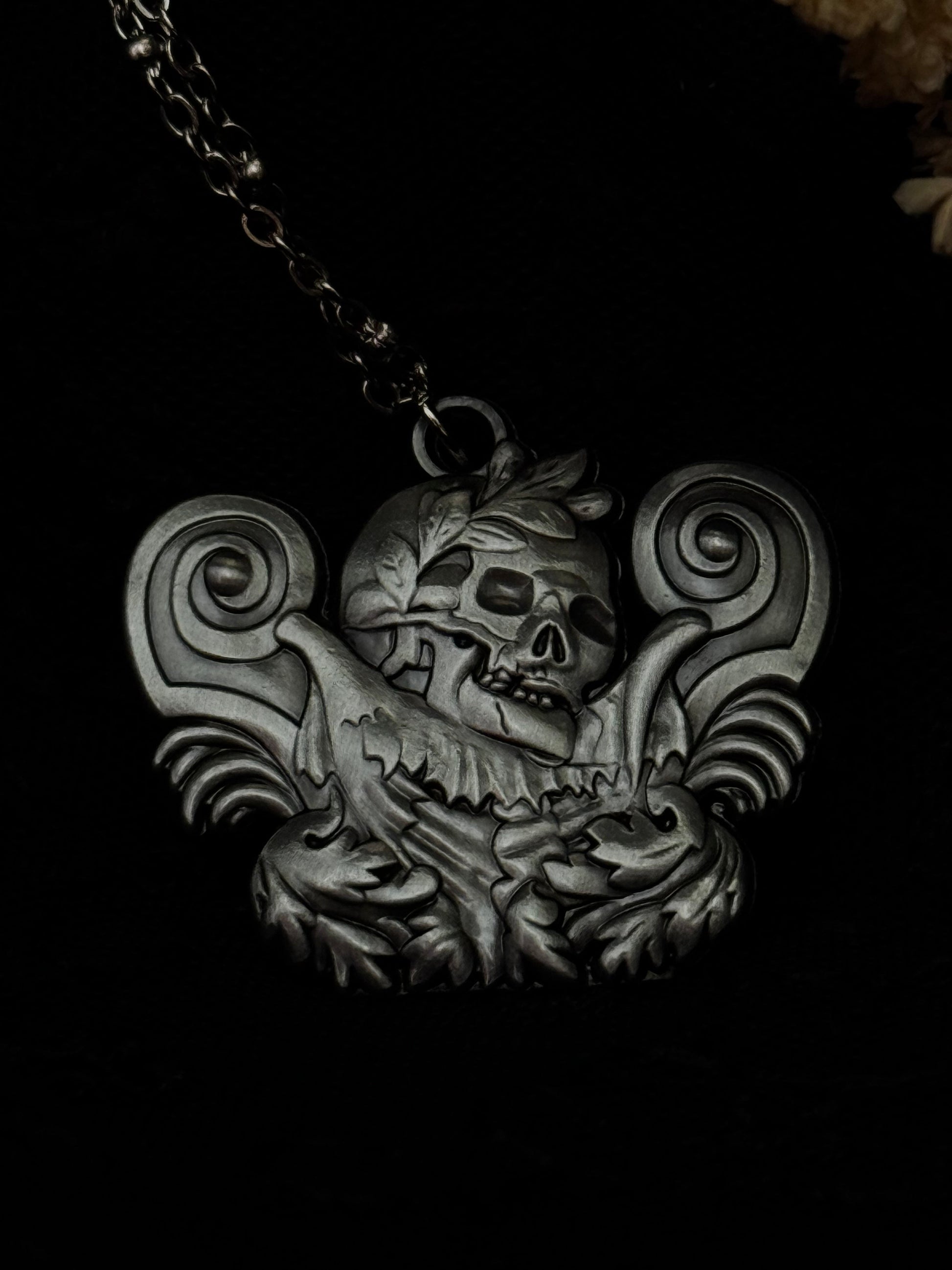 Carved In Stone- Skull and Plumes – Adornments