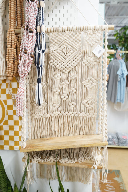 Boho Macrame Wall Shelf with Tassels – macrame plant hangers