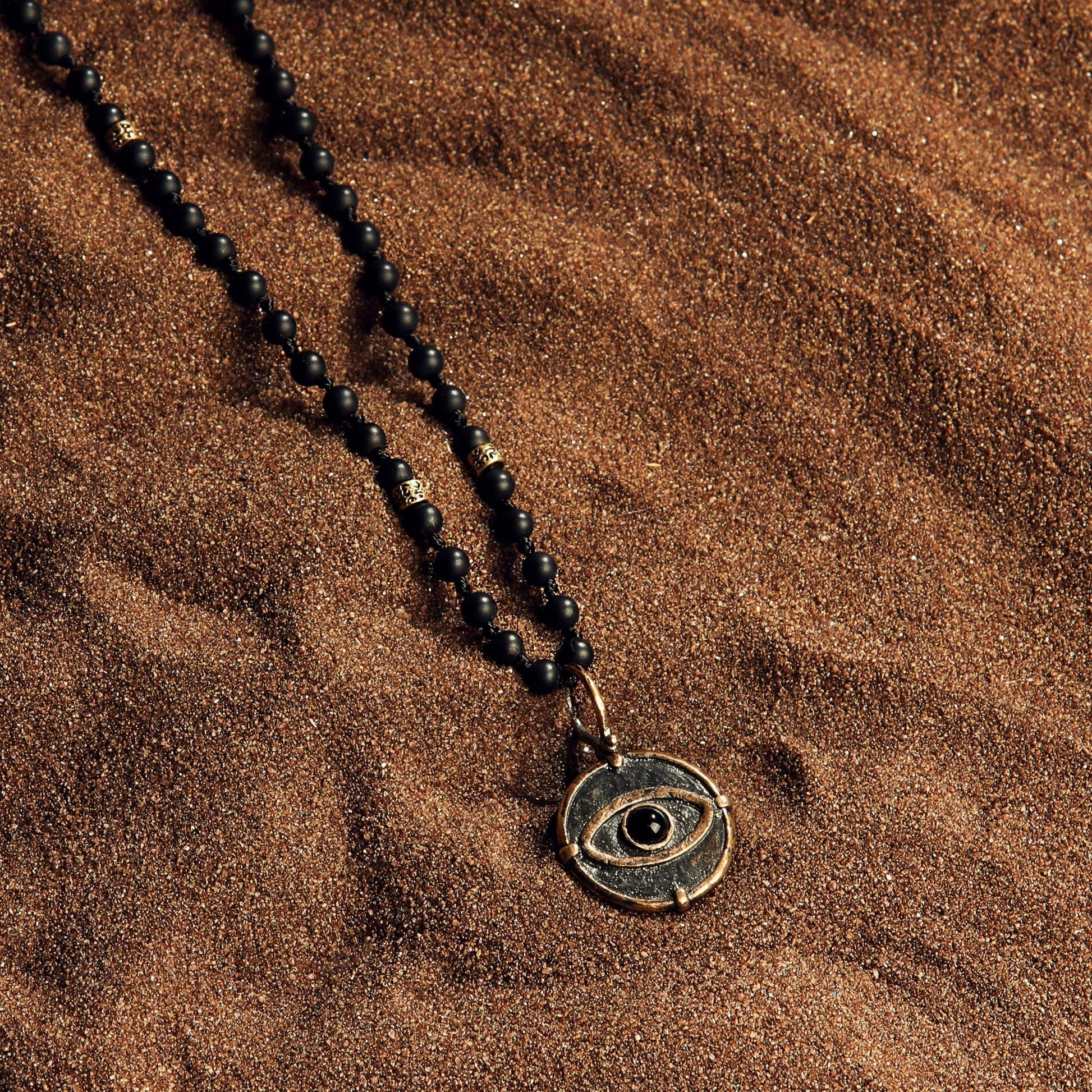 Deep Consciousness - Matte Onyx Evil Eye Pendant Necklace – Necklaces - Mens