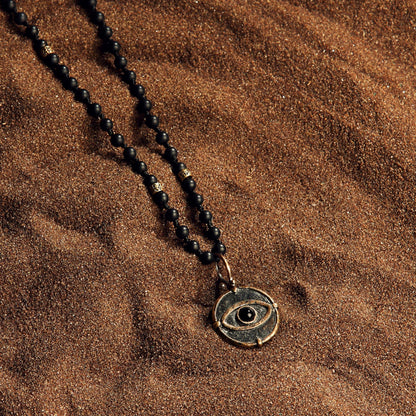 Deep Consciousness - Matte Onyx Evil Eye Pendant Necklace – Necklaces - Mens