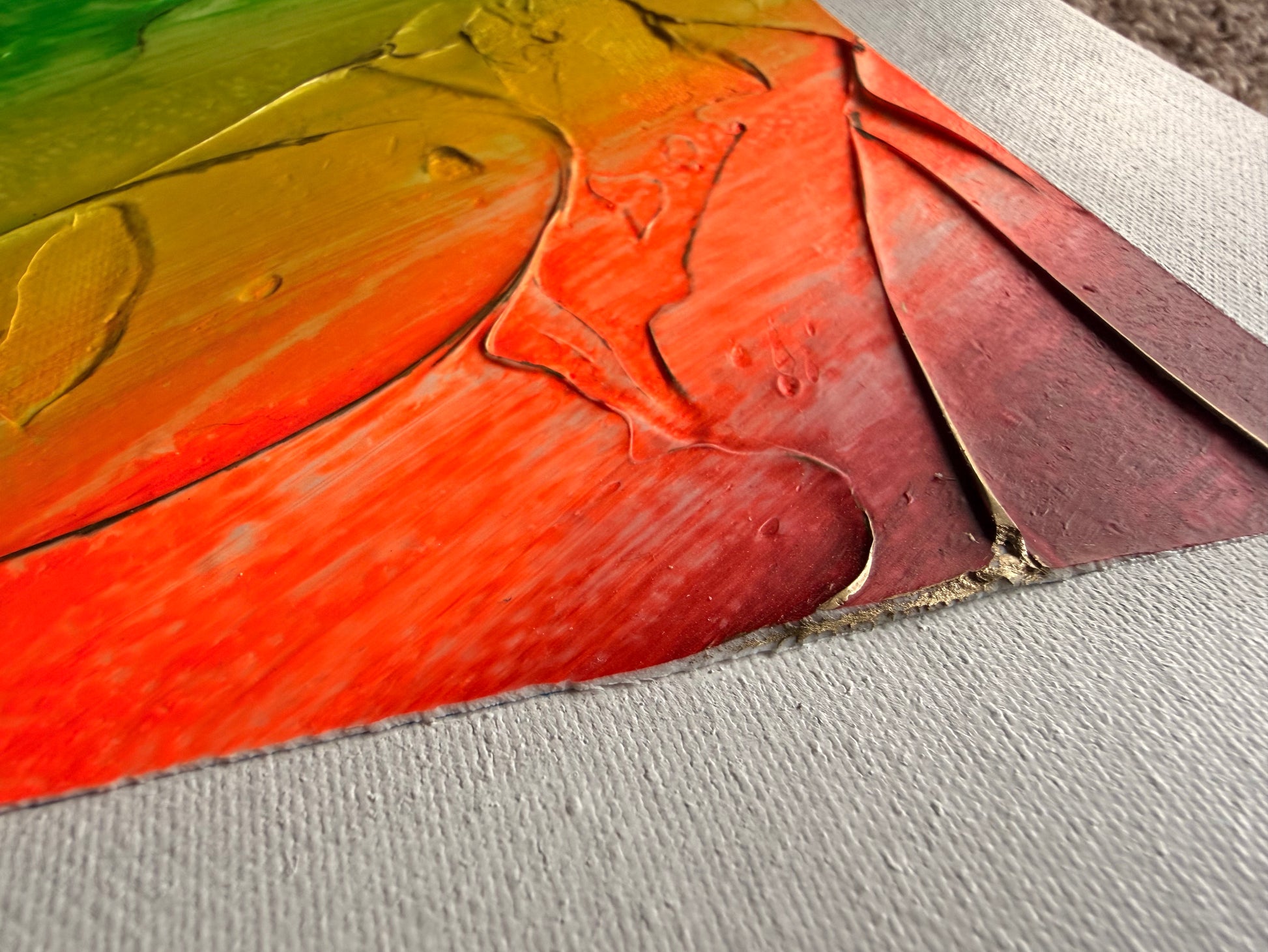 Rainbow Plaster Painting 9x11 - Textured Original –