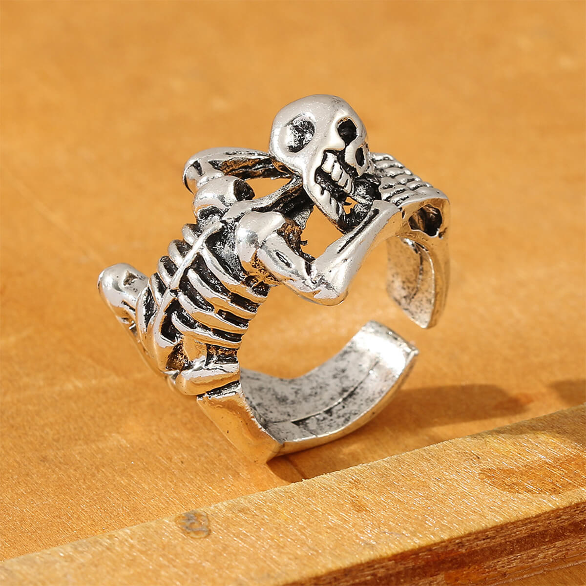 CURVED BONES GOTHIC RING (ADJUSTABLE) –