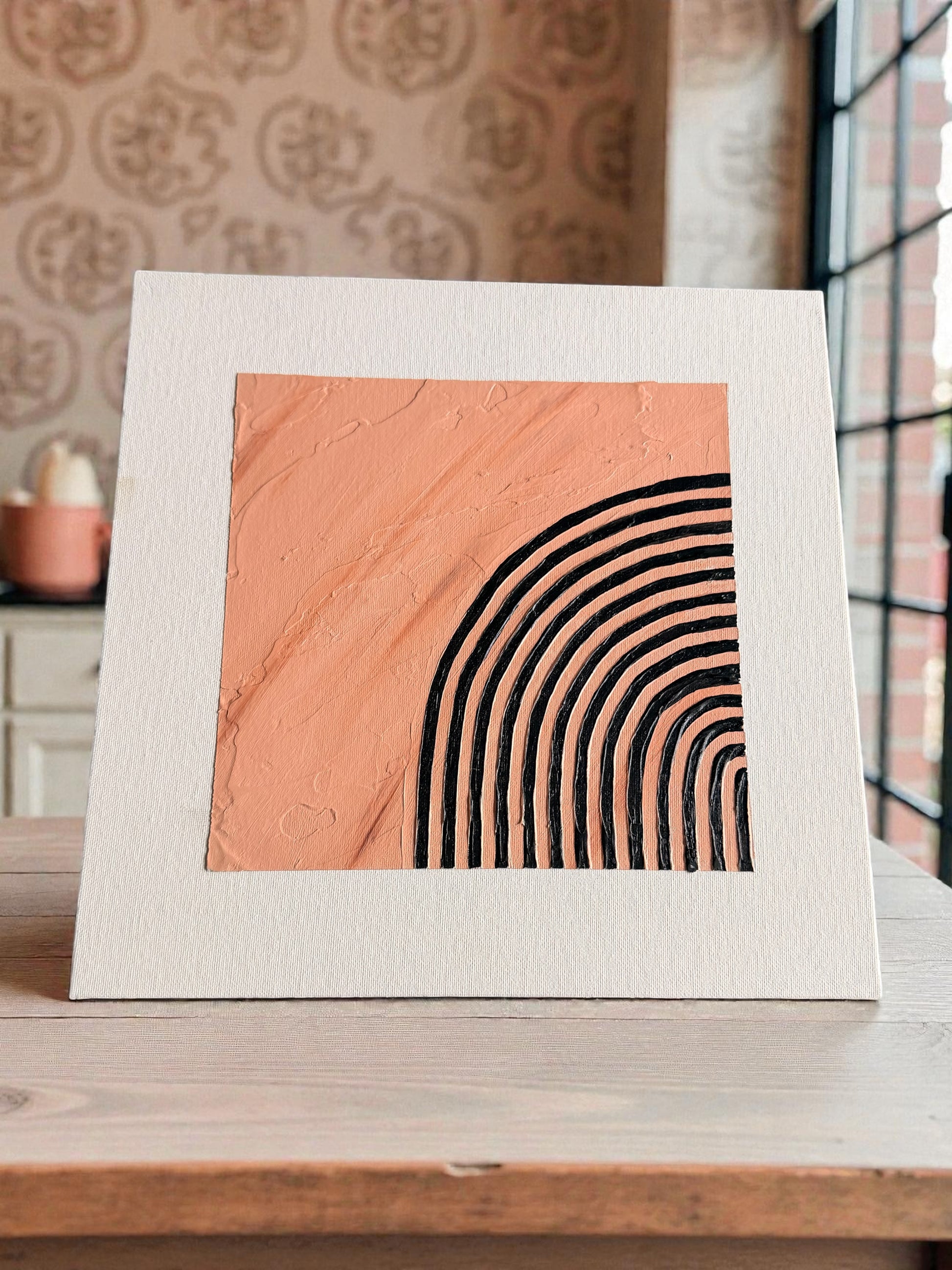 Beige Modern Rainbow Plaster Painting –