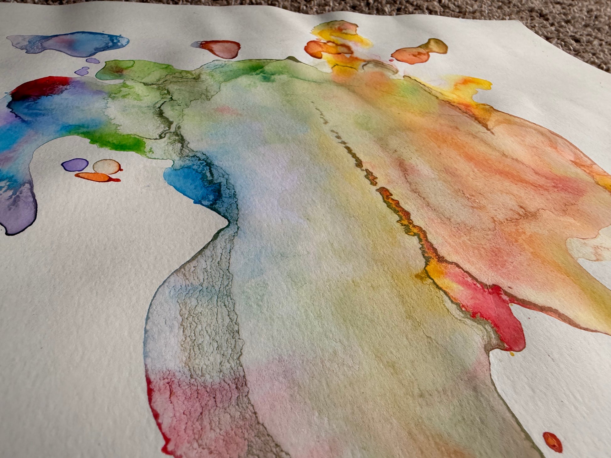 Abstract Rainbow Water Color Splat Painting –