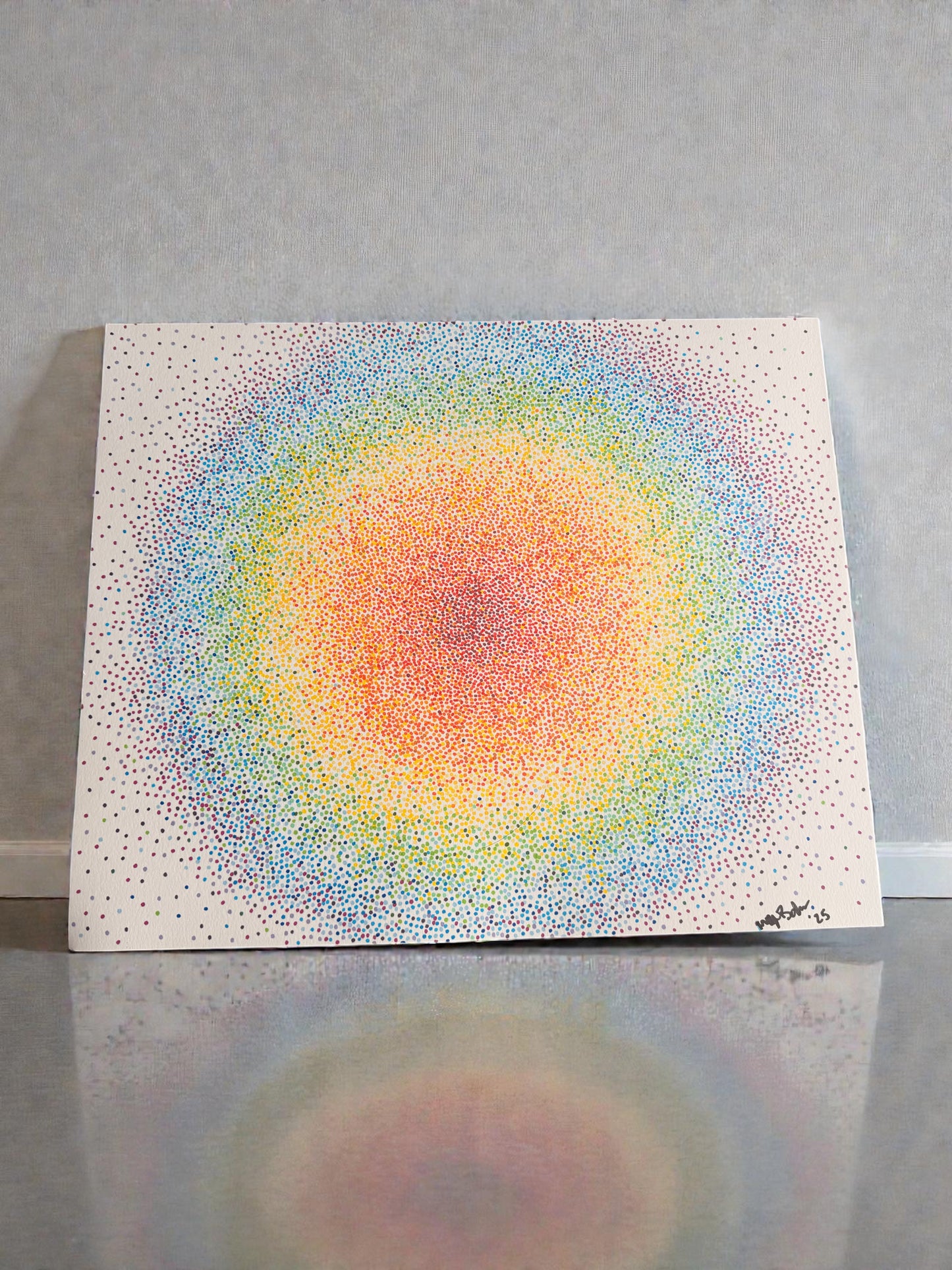 Rainbow Dot Art 14x17 - Original Painting –