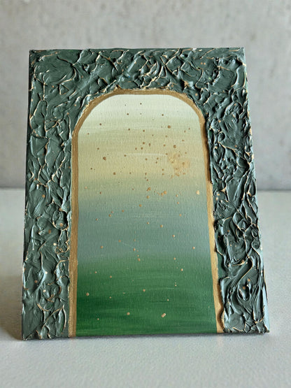 Green Gold Textured Plaster Painting 14x11 - Original –