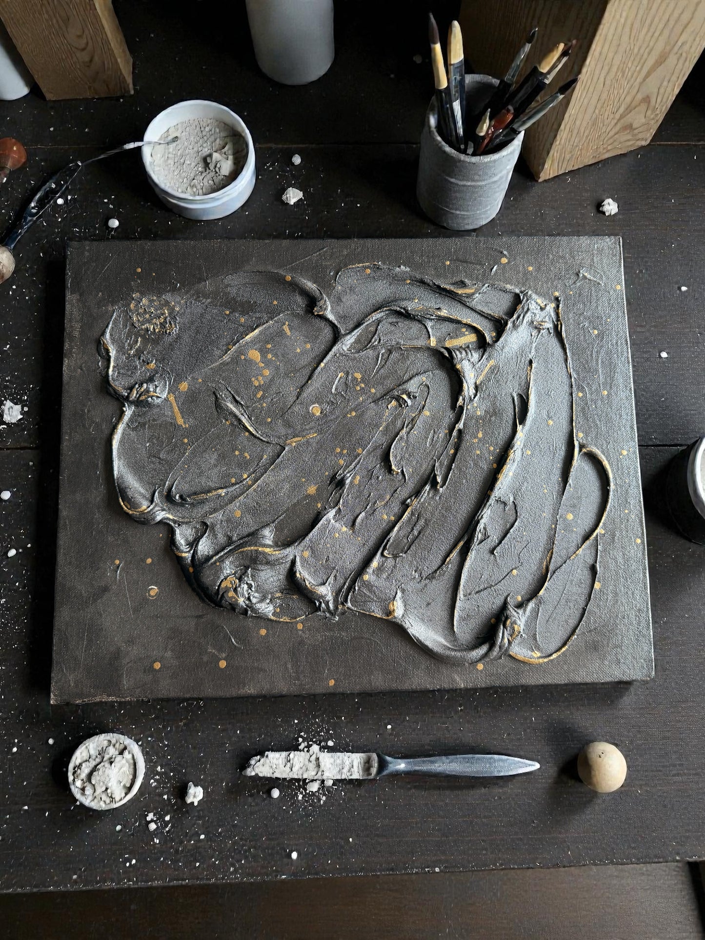 Dark Grey Plaster Painting –