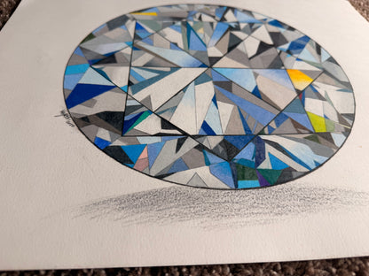 Diamond Drawing 14x17 - Original Gemstone Art –