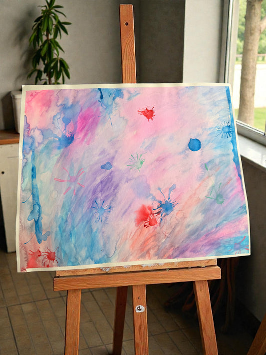 Watercolor Splatter Painting 14x17 - Original Art –