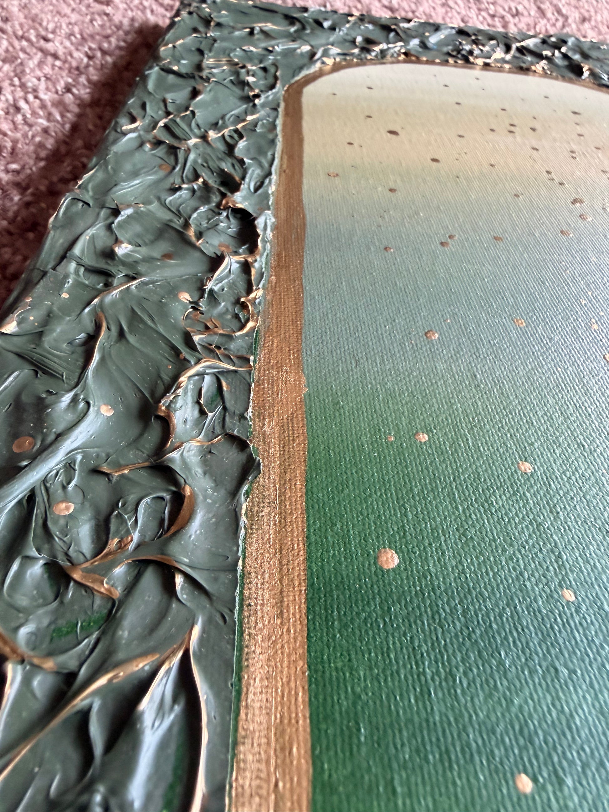 Green Gold Textured Plaster Painting 14x11 - Original –
