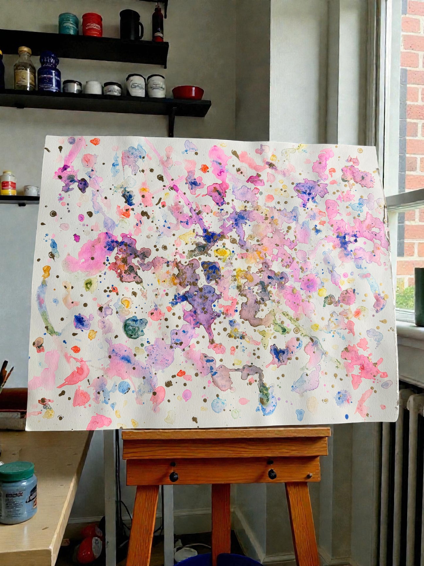 Pastel Rainbow Watercolor Painting 17x14 - Original –