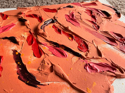 Orange Red Plaster Painting 9x11 - Textured Original –