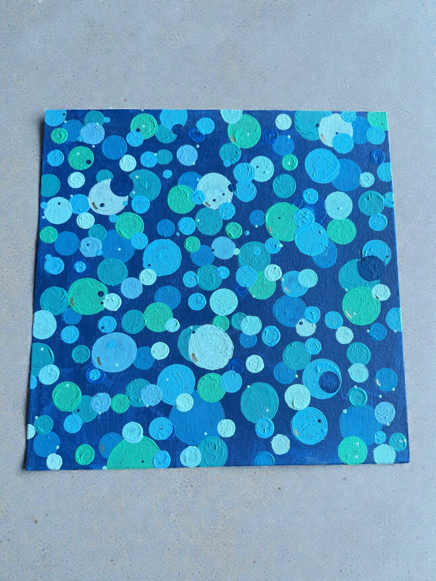 Blue Dot Painting 10x10 - Original Abstract Art –