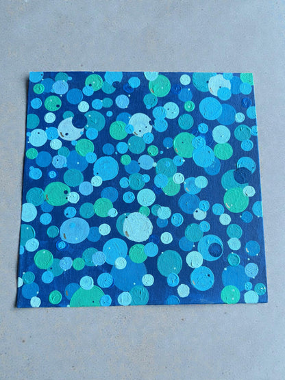 Blue Dot Painting 10x10 - Original Abstract Art –