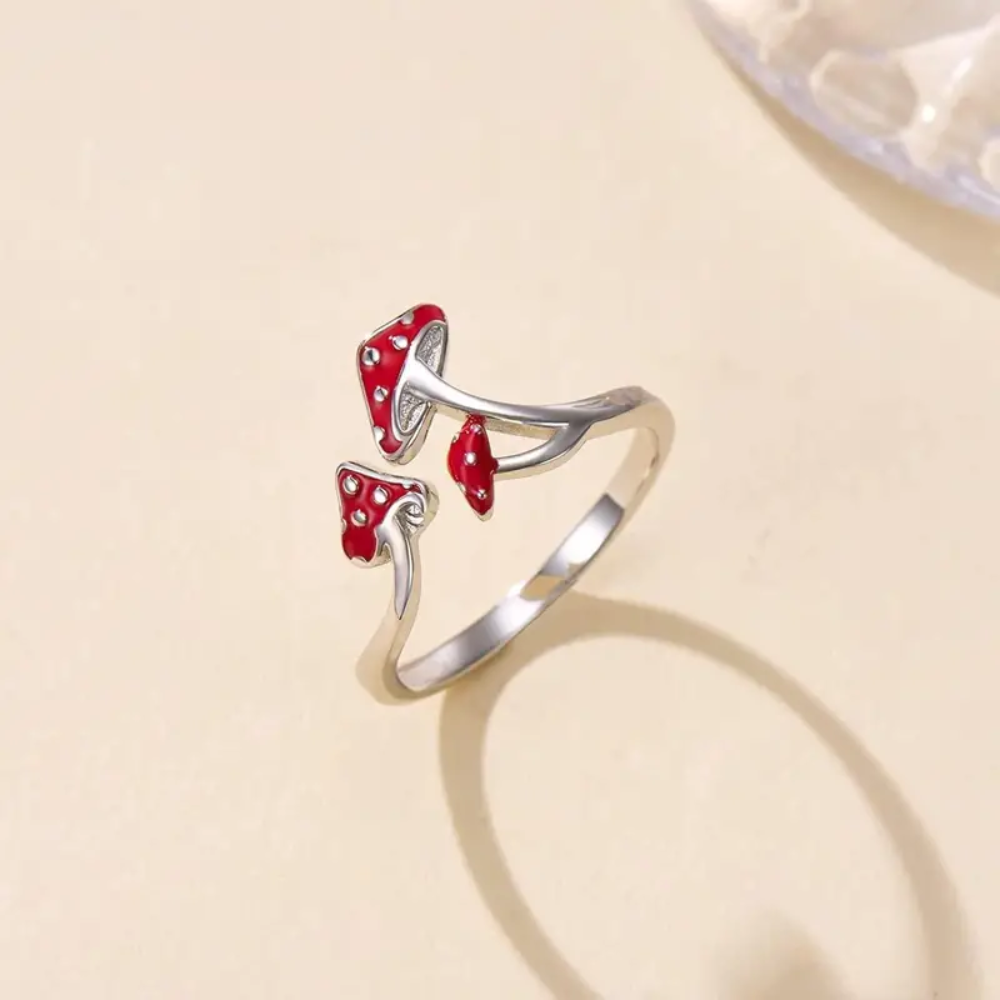 RED MUSHROOM RING (ADJUSTABLE) –