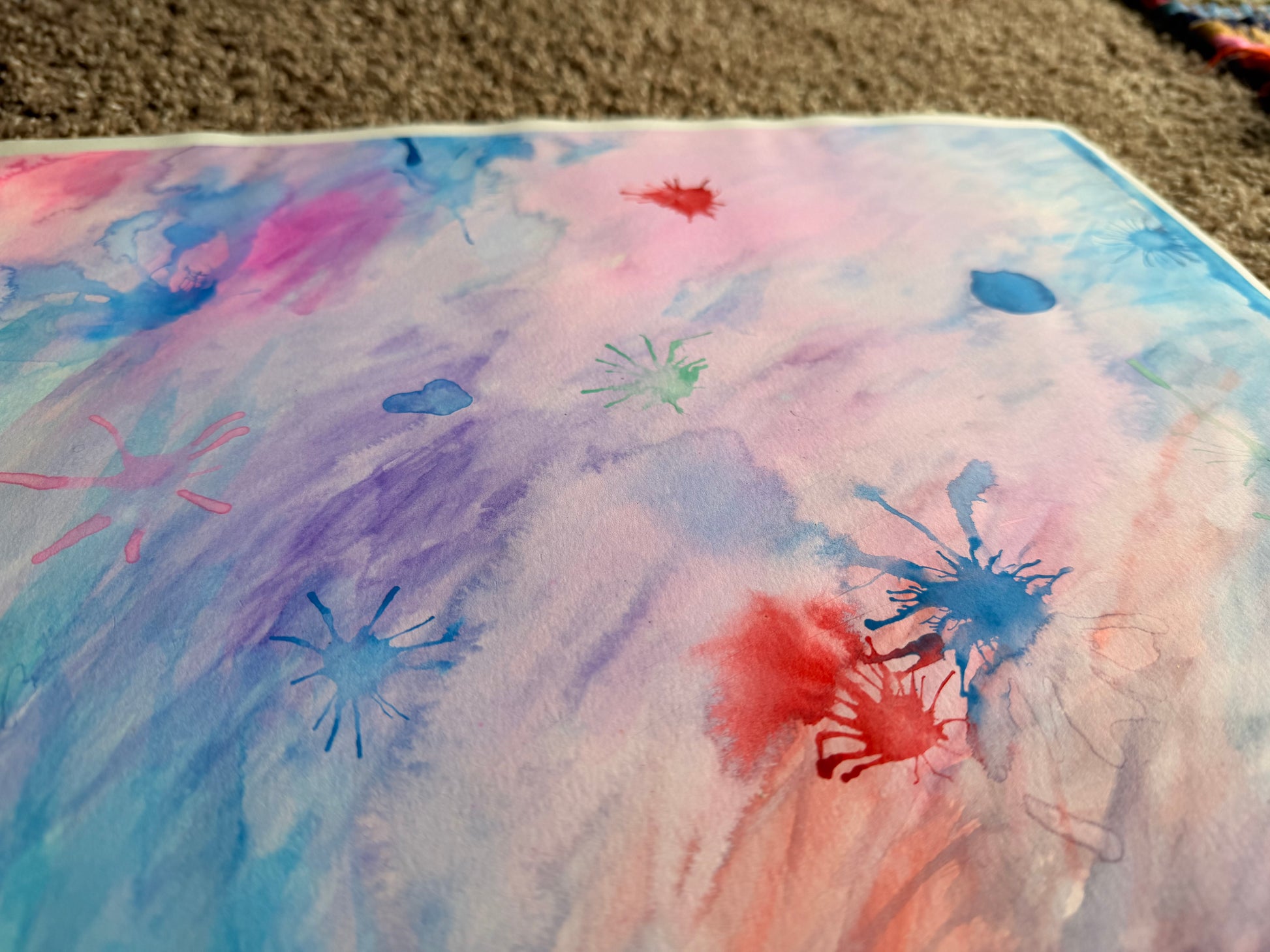 Watercolor Splatter Painting 14x17 - Original Art –