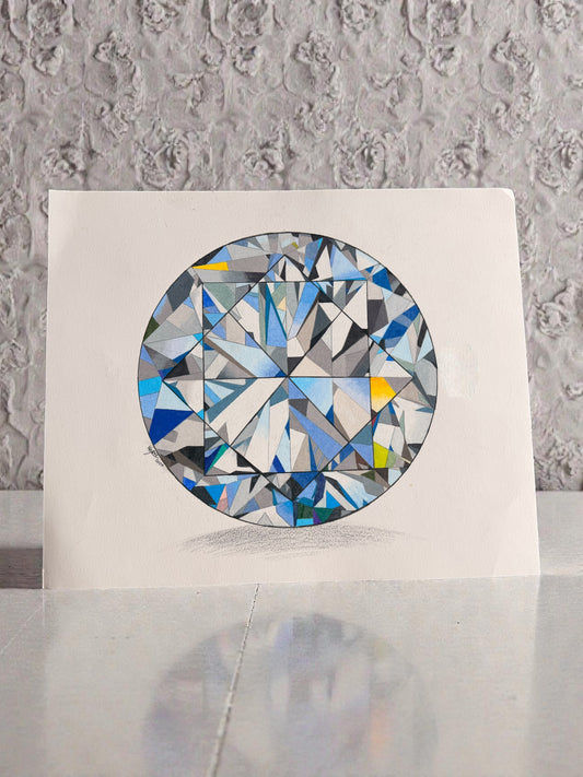Diamond Drawing 14x17 - Original Gemstone Art –
