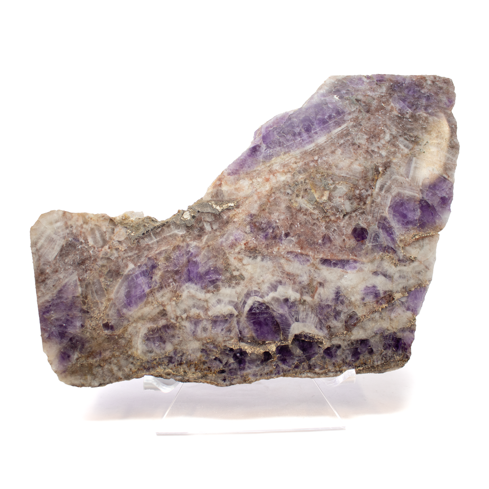 Chevron Amethyst Slice 14.25" – Large Polished Crystal Display –