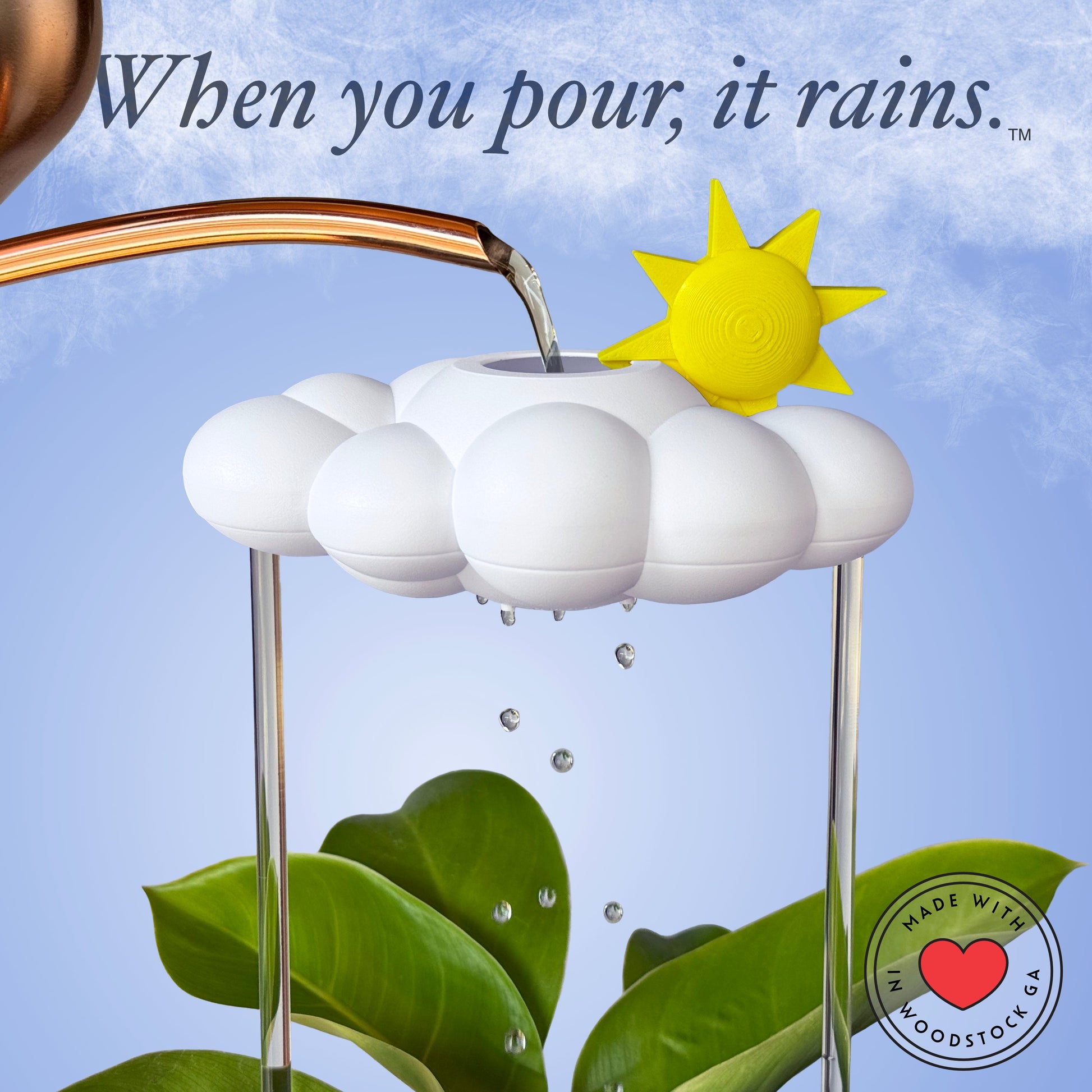 Original Dripping Rain Cloud with Sun Charm – houseplant accessory