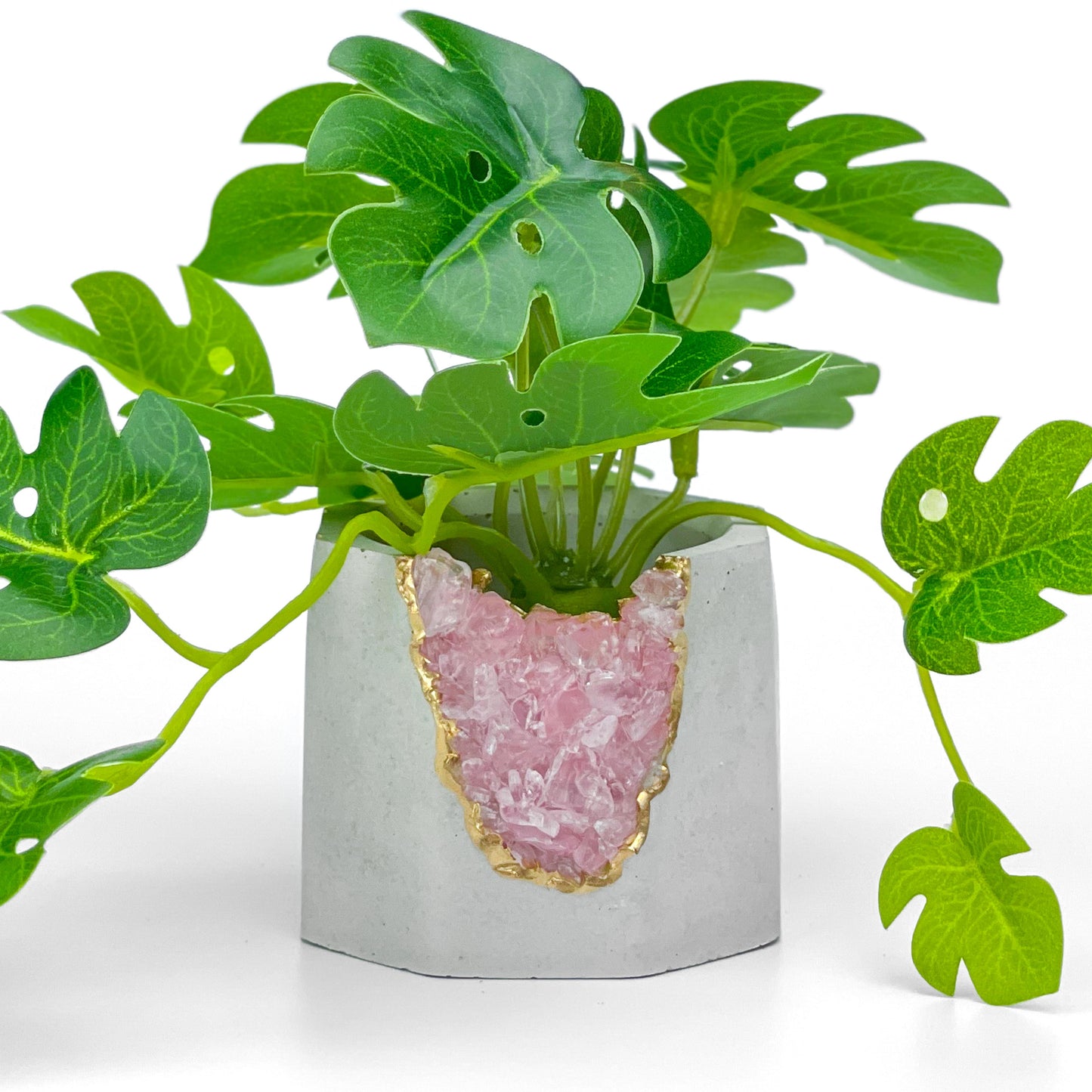 ROSE QUARTZ GEODE PLANTER – Small Geode Planter
