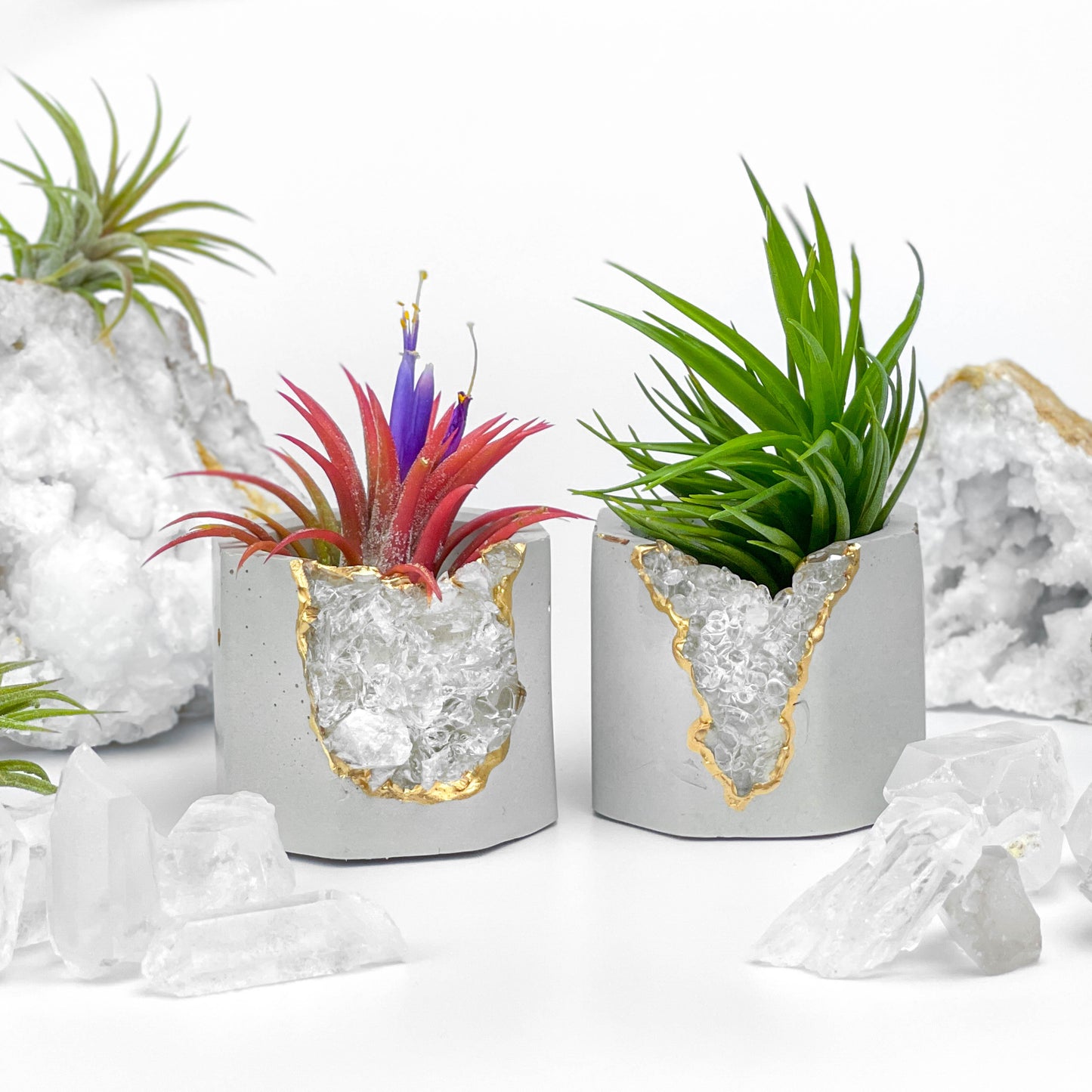 Raw CLEAR QUARTZ GEODE PLANTER – Small Geode Planter