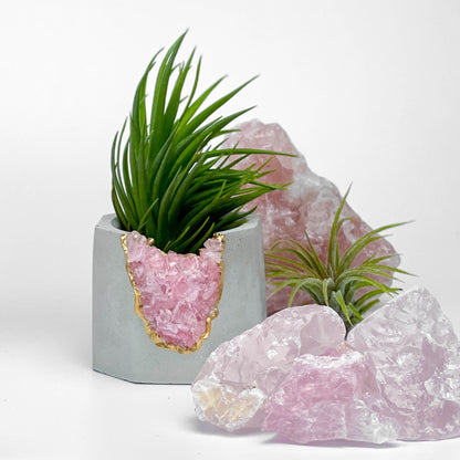 ROSE QUARTZ GEODE PLANTER – Small Geode Planter