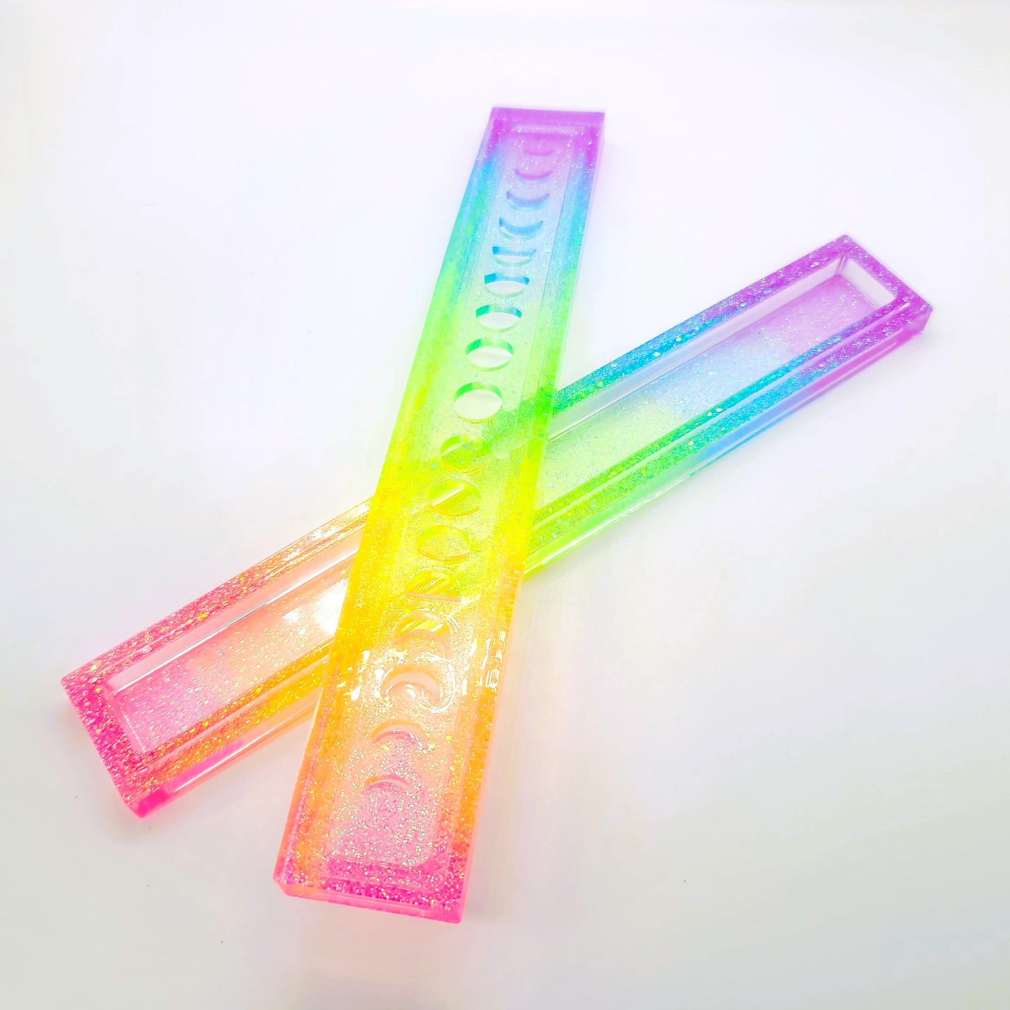 Moon Phases Incense Holder - Made with Resin & Color-Shift Mica