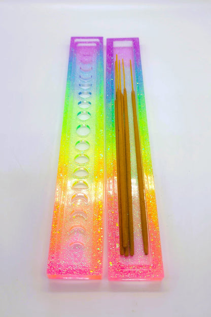 Moon Phases Incense Holder - Made with Resin & Color-Shift Mica
