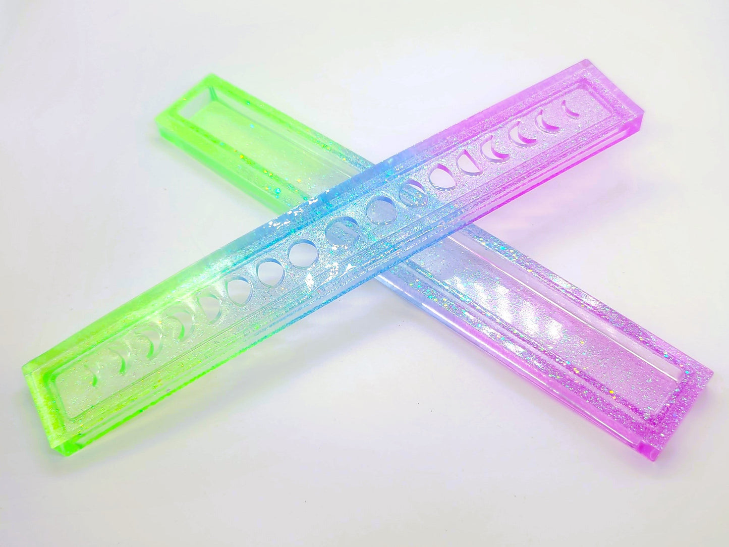 Moon Phases Incense Holder - Made with Resin & Color-Shift Mica