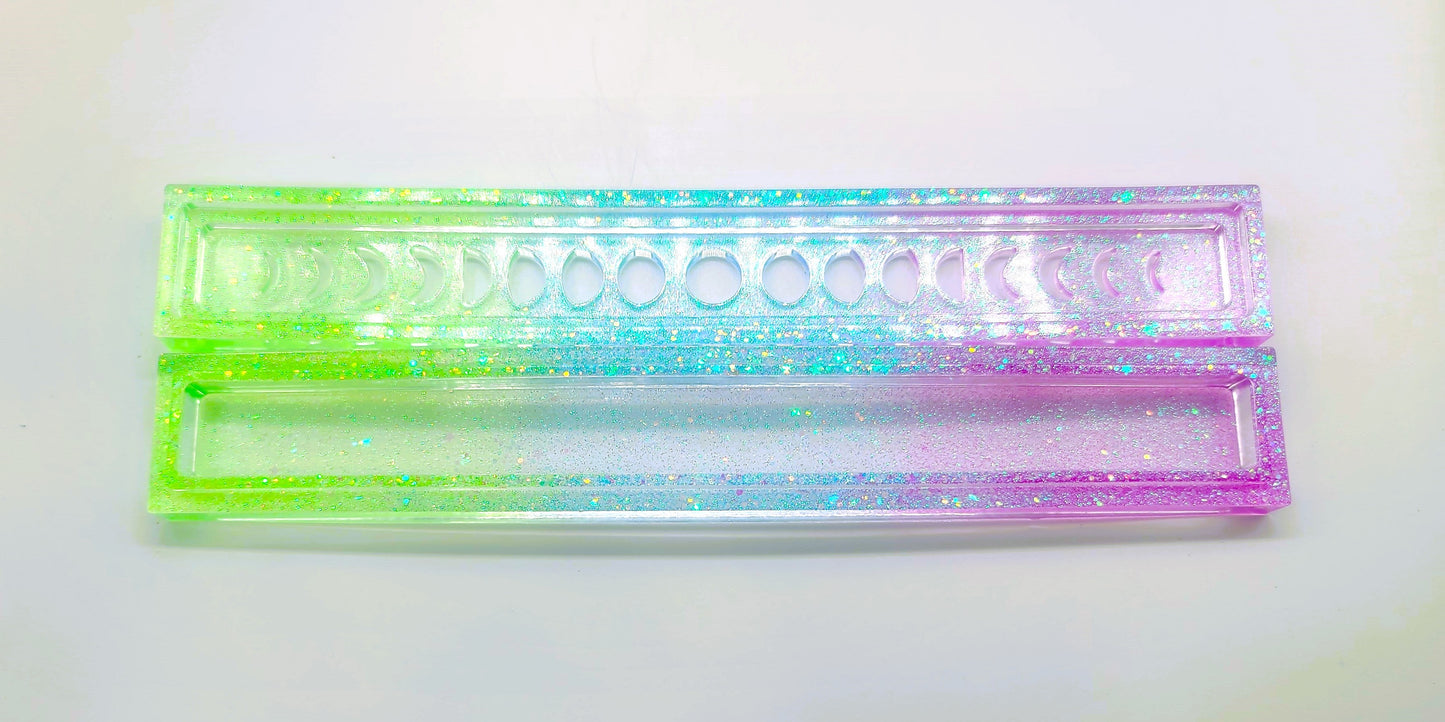 Moon Phases Incense Holder - Made with Resin & Color-Shift Mica
