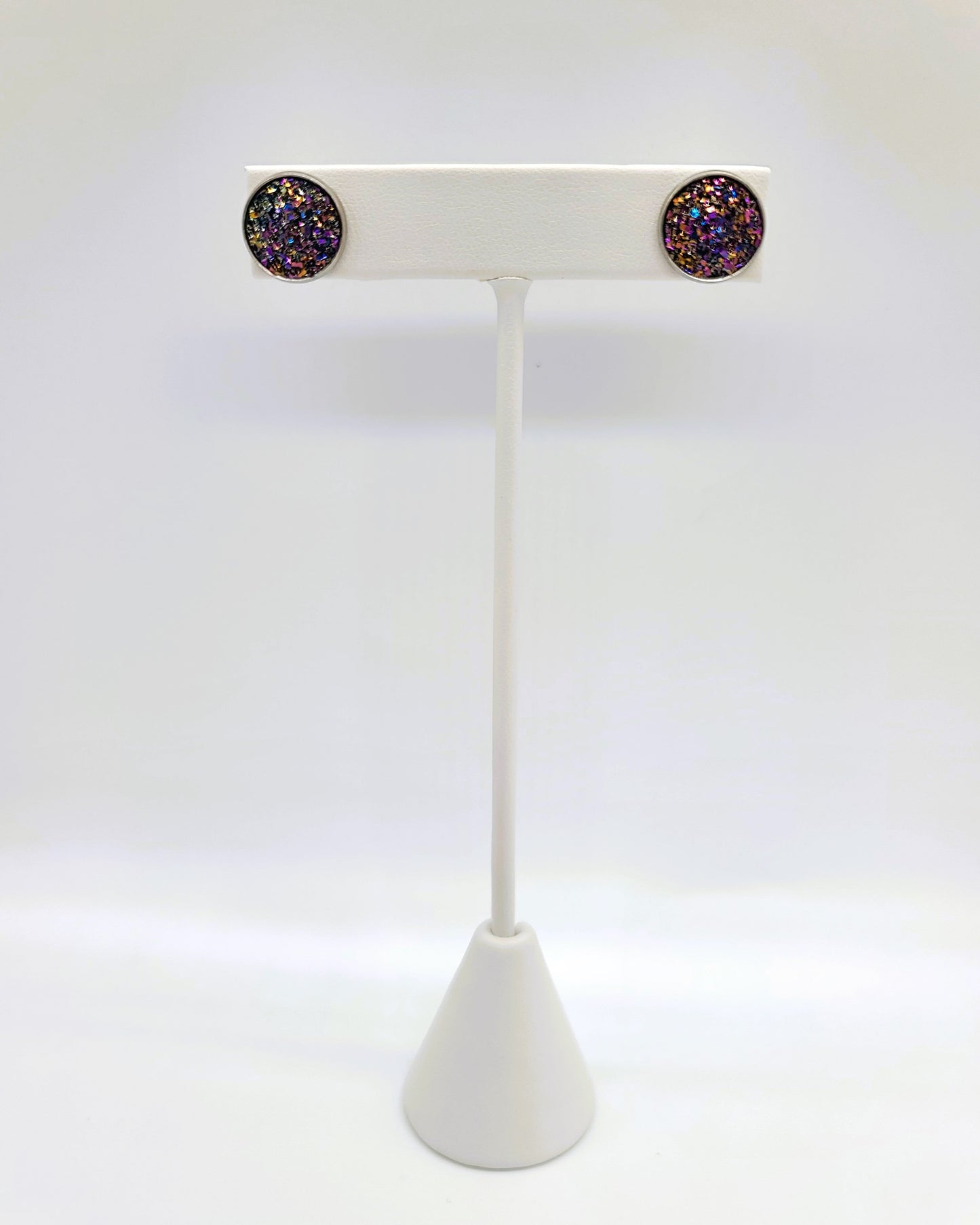 Handcrafted Iridescent Druzy - Post Earrings, multiple colors