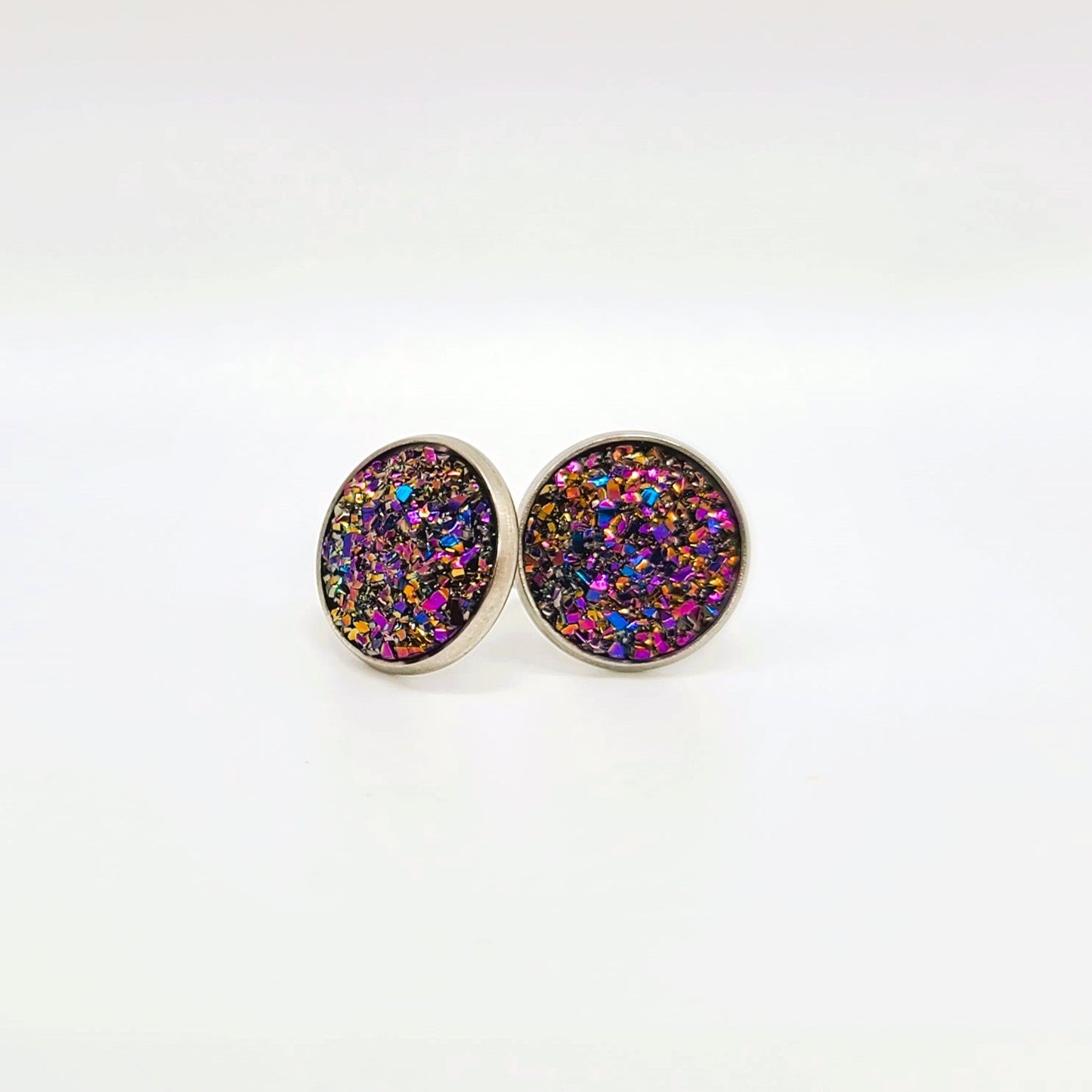 Handcrafted Iridescent Druzy - Post Earrings, multiple colors