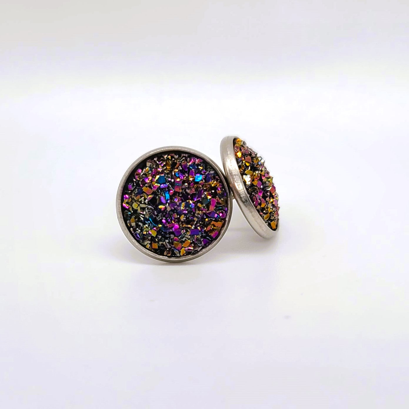 Handcrafted Iridescent Druzy - Post Earrings, multiple colors