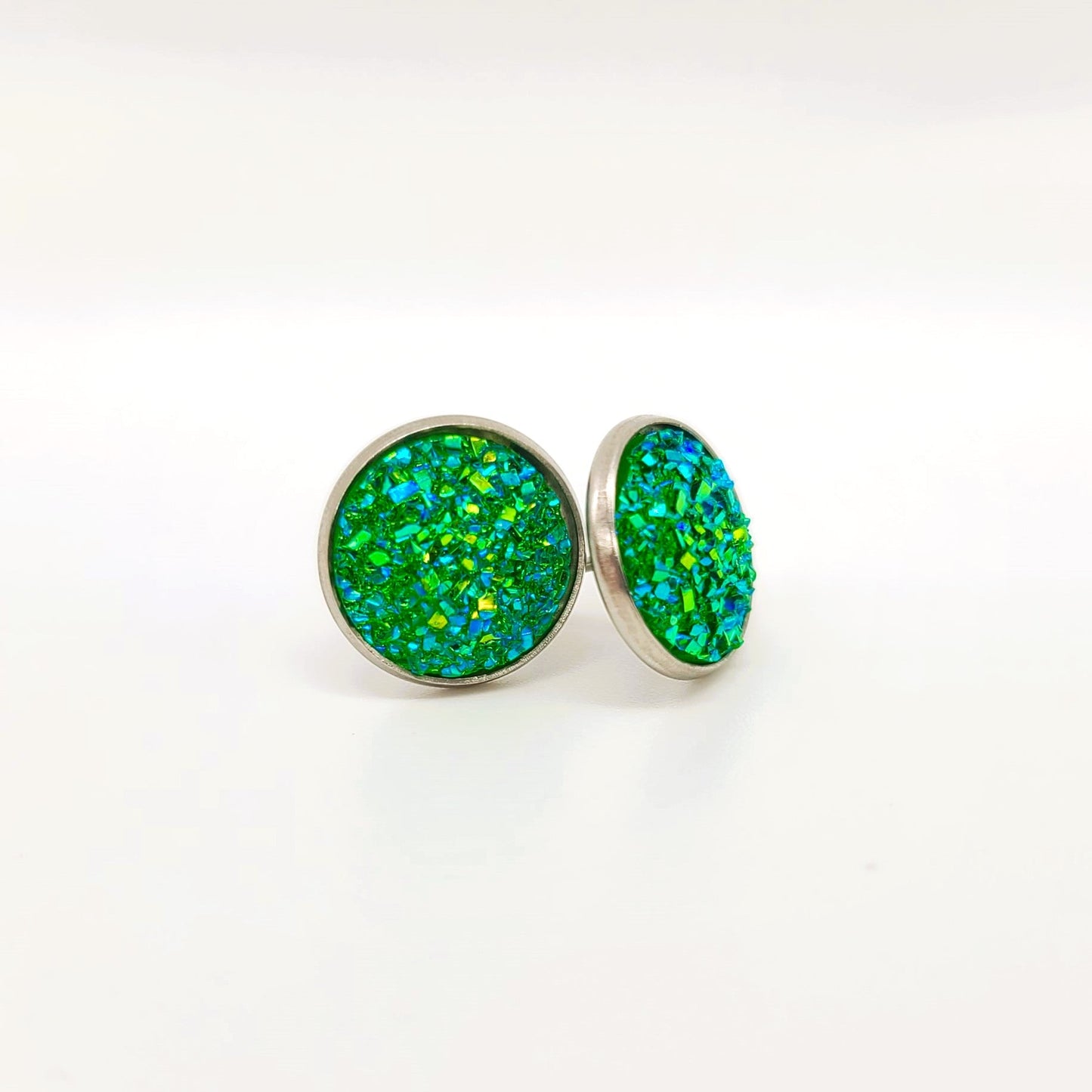 Handcrafted Iridescent Druzy - Post Earrings, multiple colors