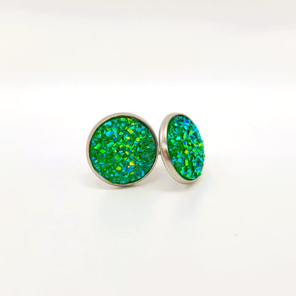 Handcrafted Iridescent Druzy - Post Earrings, multiple colors