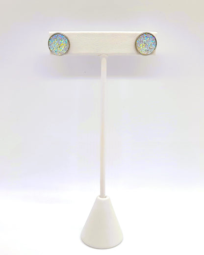Handcrafted Iridescent Druzy - Post Earrings, multiple colors