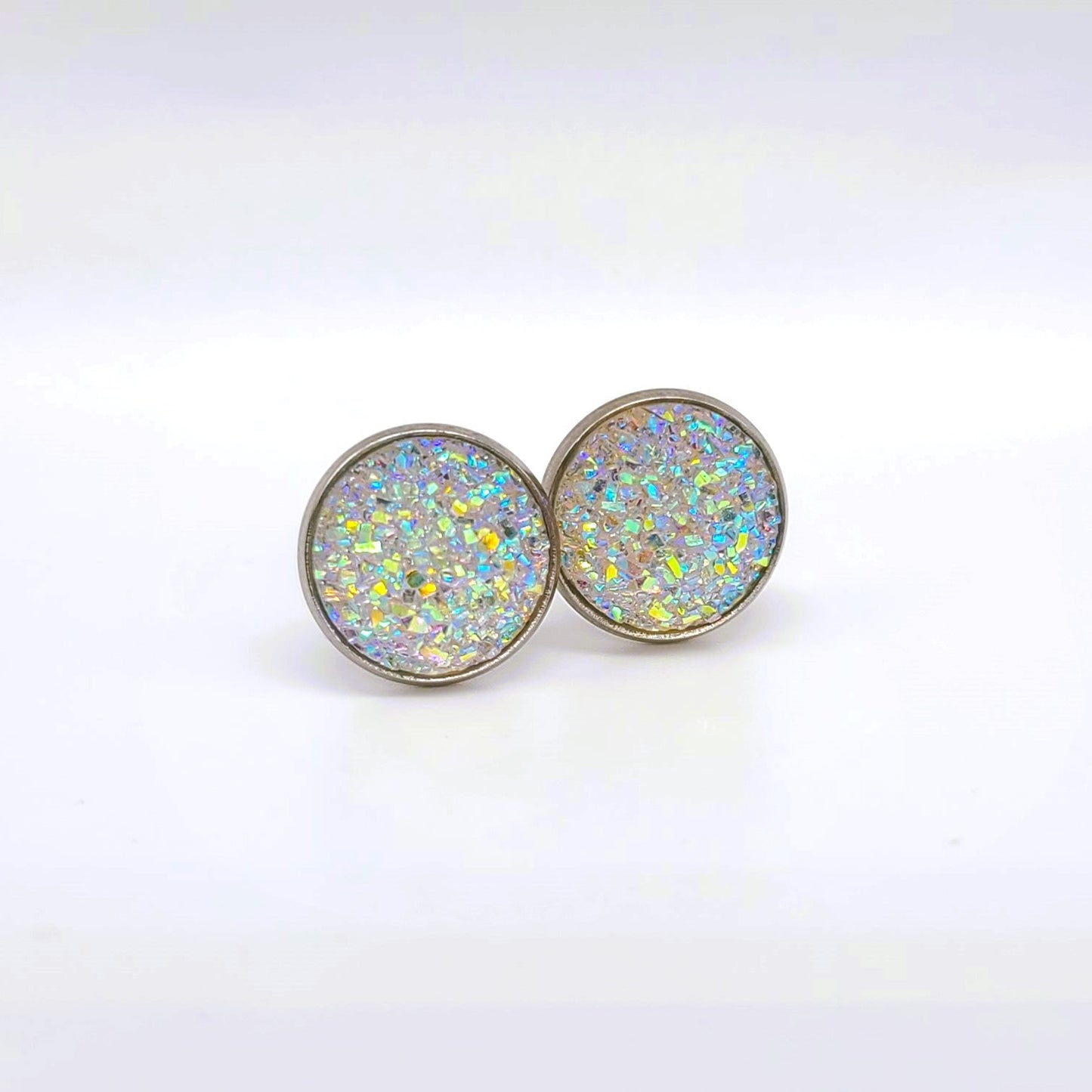 Handcrafted Iridescent Druzy - Post Earrings, multiple colors
