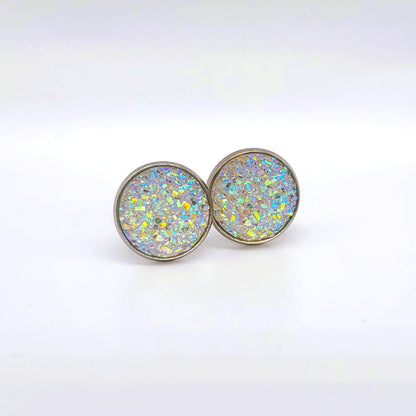 Handcrafted Iridescent Druzy - Post Earrings, multiple colors