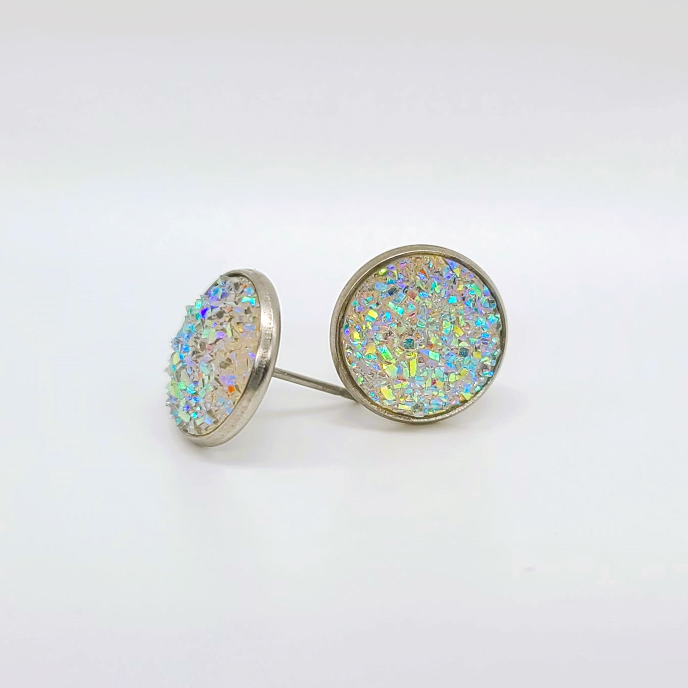 Handcrafted Iridescent Druzy - Post Earrings, multiple colors
